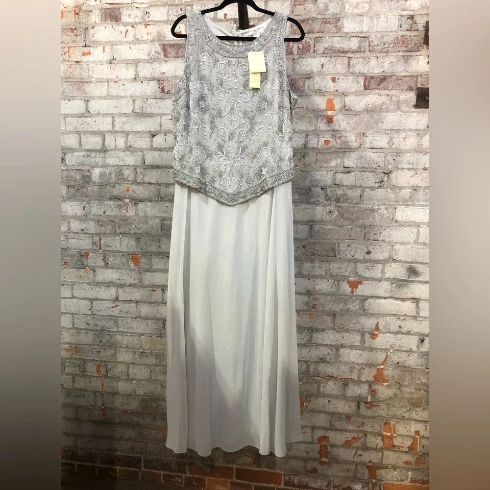 NWT J Kara Embellished Top Mock 2 Piece Dress Sz 16 - Picture 3 of 7